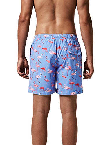 MaaMgic Men's Tropical Beach Swim Trunks Designed with Flamingos