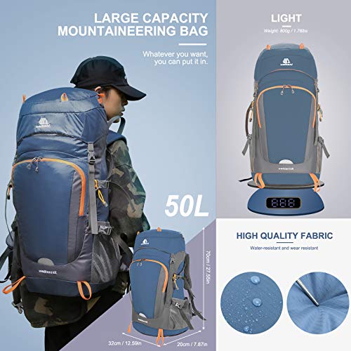 SKYSPER, 50 l, mochilas de senderismo, unisex, azul