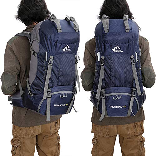 Bseash, mochila de senderismo de 60 l, unisex, azul marino