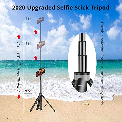 ATUMTEK, palo selfie trípode de 130 cms
