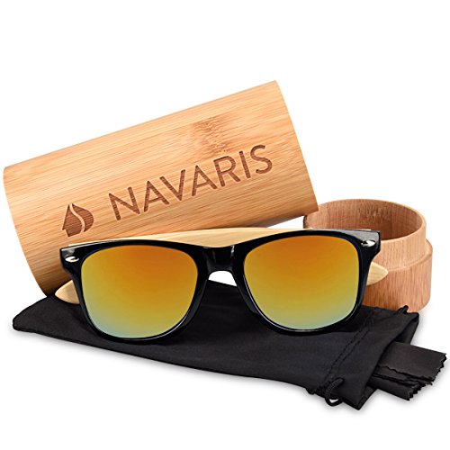 Navaris, gafas de sol UV400, gafas de madera para hombre y mujer