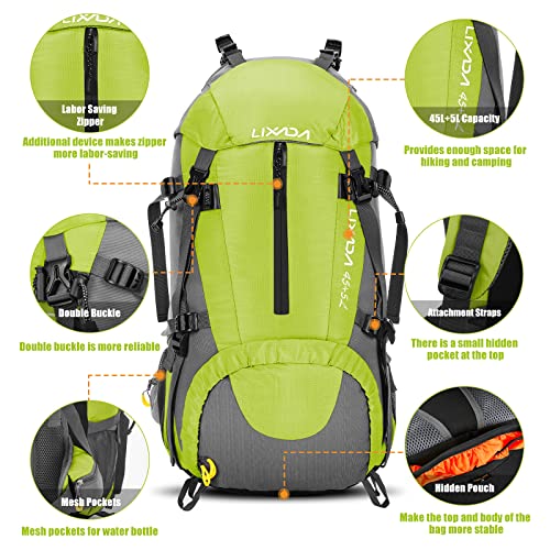 Lixada, 50L Hiking Backpack, Unisex, Green