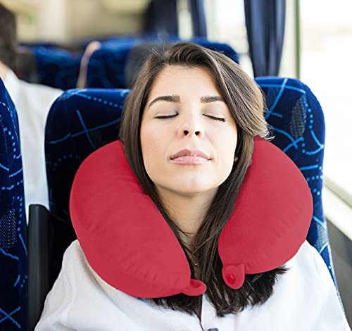 Travel Pillow, Viscoelastic Memory Foam Neck Pillow, Red