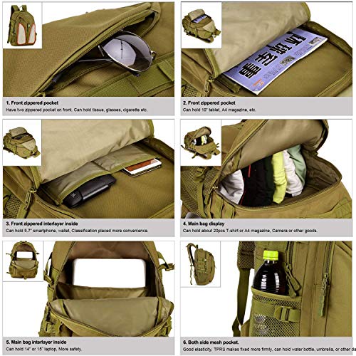 HUNTVP, 40L Nylon Tactical Backpack, Black