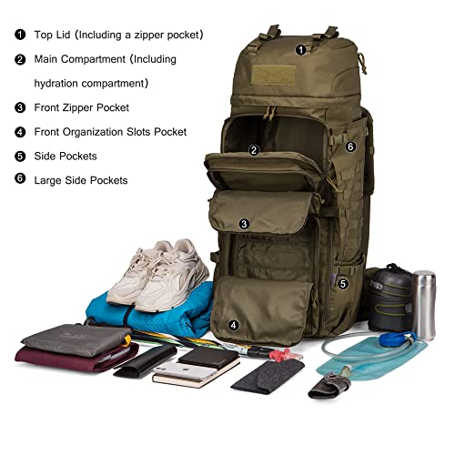 Mardingtop 75L Military Tactical Backpack Unisex Khaki