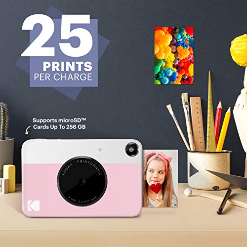 KODAK PRINTOMATIC, cámara instantánea digital + 20 hojas de papel zink + kit, rosa