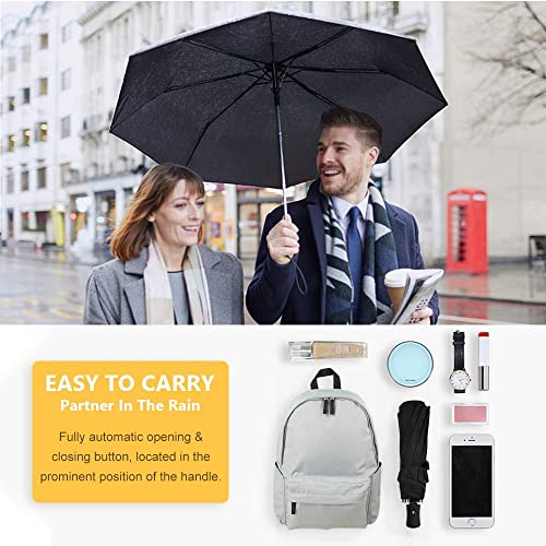 TechRise, paraguas de viaje con botón automático, negro