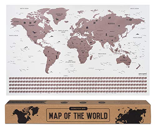 Envami, Weltkarte abrubbeln, um Reisen zu markieren