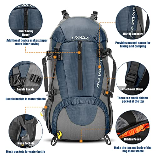 Lixada, 50L Hiking Backpack, Unisex, Dark Blue