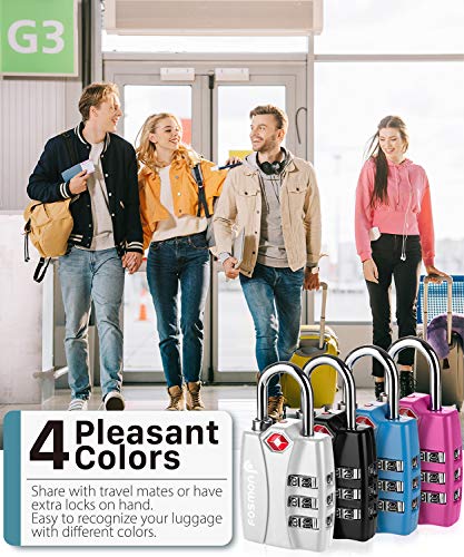 Fosmon, Kofferschloss, TSA, 4 Stück, mehrfarbig