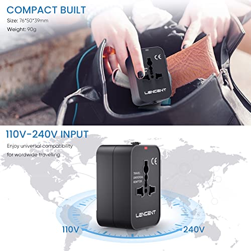 LENCENT, universal plug adapter, for more than 200 countries