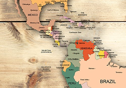 Murando, Weltkarte mit Brett zum Nageln Reißnägel 90x60 cm, Hartfaserplatte