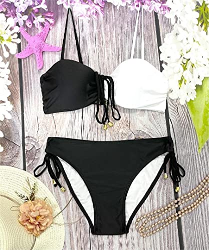 Rayson, conjunto de bikini brasileño de dos piezas, blanco y negro