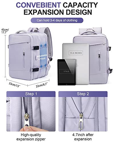 SZLX, mochila de viaje para mujer, violeta, convertible 26 l y 40 l, modelo G