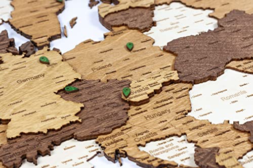 3D-Holzwandkarte von Europa (110 x 100 cm)
