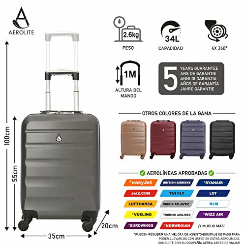 Aerolite ABS, rigid cabin hand luggage, 55 cm, dark gray