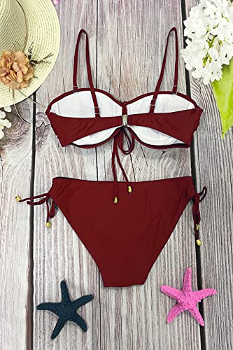 Rayson, conjunto de bikini brasileño de dos piezas, rojo vino