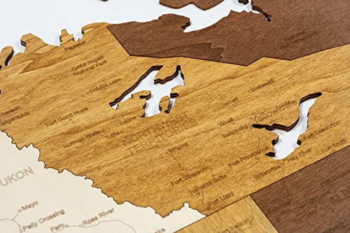 Kanada 2D-Holzkarte (27,6 x 28,35 Zoll)