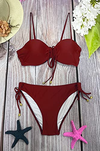 Rayson, conjunto de bikini brasileño de dos piezas, rojo vino