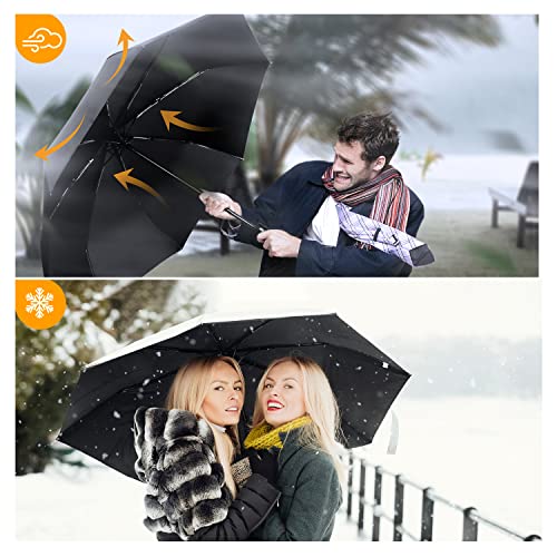 TechRise Push Button Travel Umbrella, Black