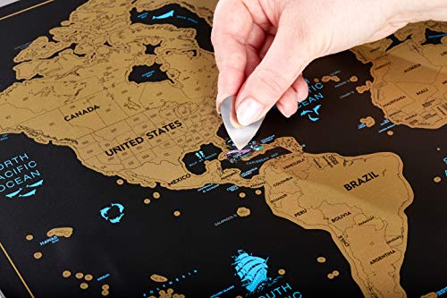 Scratchable world map (61 X 43 cm) + scratchable map of Europe (46 X 33 cm)