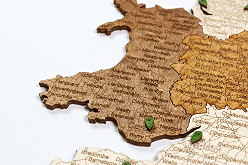 Mapa de madera del Reino Unido e Irlanda (97 x 65 cms)