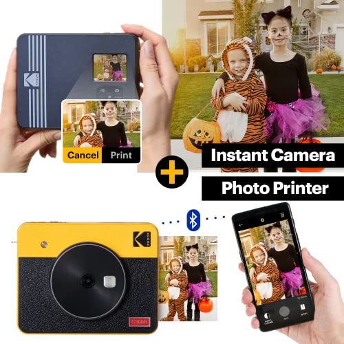 KODAK C300R Mini Shot 3, cámara instantánea con impresora + 68 fotos, amarillo