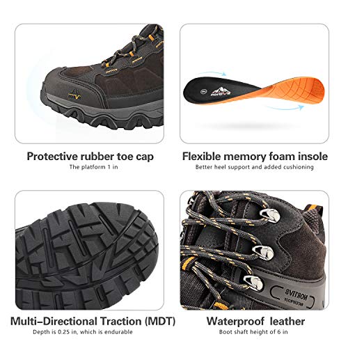 NORTIV 8, botas de senderismo impermeable para hombre, marrón