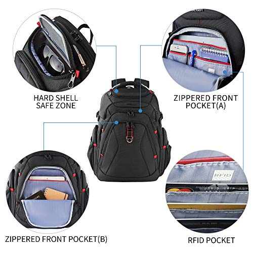 KROSER, mochila para portátil de viaje, unisex, negra