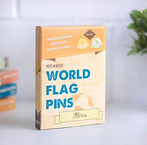 Miss Wood Africa, World Flags, Push Pins with Adhesive