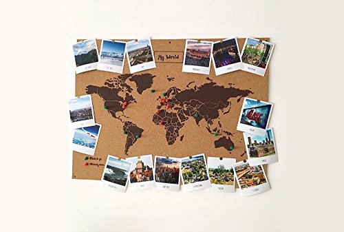 Miss Wood, mapa del mundo de corcho, 45 x 60 cms, marrón