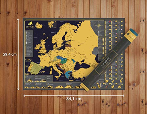 Póster mapa de Europa para rascar, 84.1 x 59.4 cms