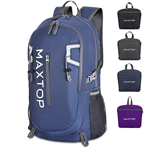 MAXTOP Unisex 40L Lightweight Packable Travel Backpacks Dark Blue