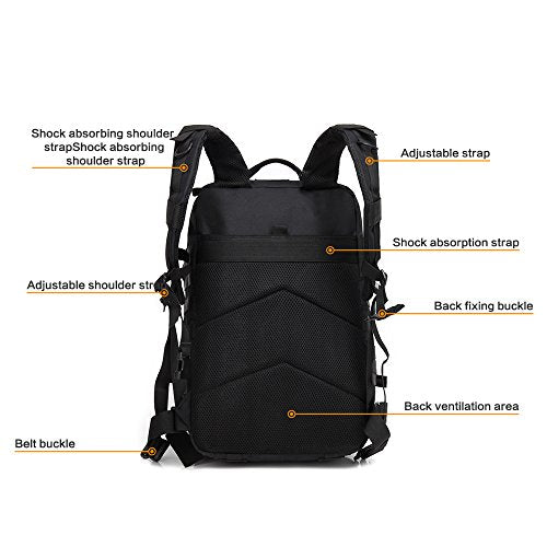 ZEHNHASE, 45L Waterproof Tactical Backpack, Black