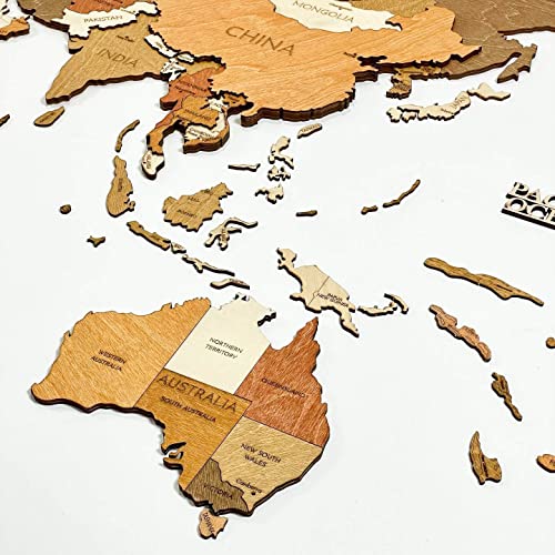 Weltkarte aus Holz zur Wanddekoration, 120x60 cm