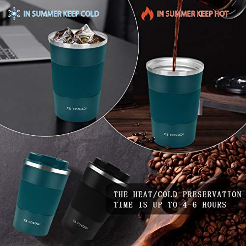 CS COSDDI 380ml Insulated Travel Mugs with Leak Proof Lid