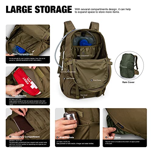 Mardingtop, 40L, Unisex Military Backpack, Khaki