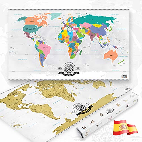 Scratch off world map poster, with 82 x 45 cm gift tube