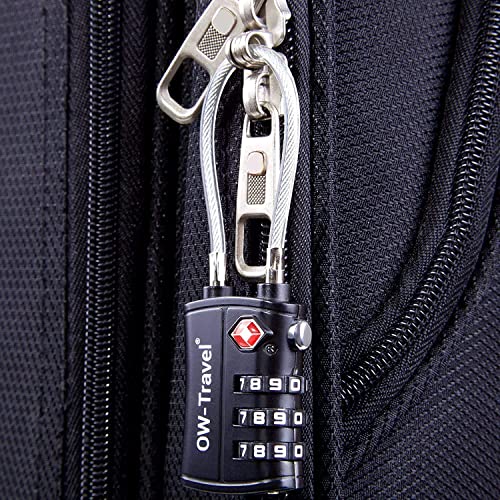OW-Travel, two anti-theft combination padlocks. TSA numeric 3 digits, black