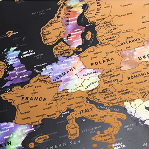 ATLAS & GREEN, mapa mundi rascable para pared y mapa de Europa para rascar