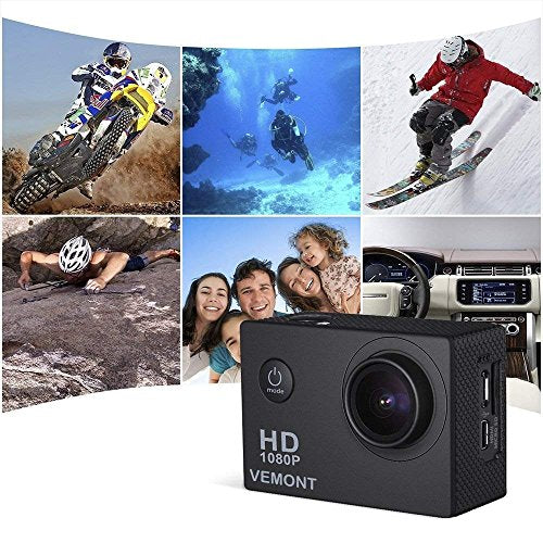 VEMONT, cámara deportiva 1080P HD, impermeable 30M