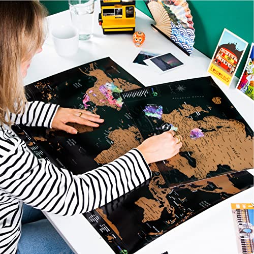 ATLAS &amp; GREEN, scratch off world map for wall and Europe scratch off map